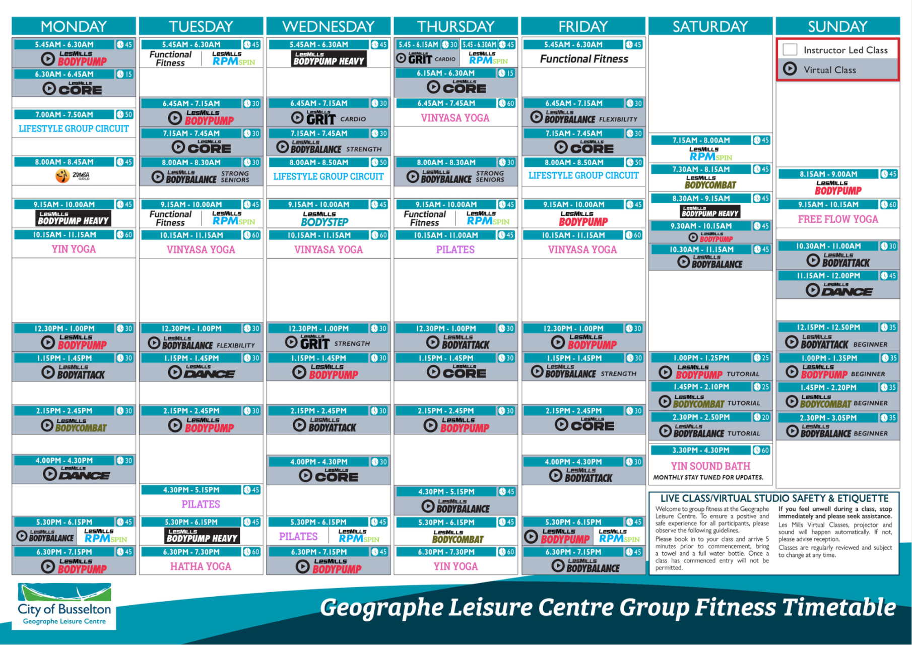 Picture of Group Fitness Timetable.